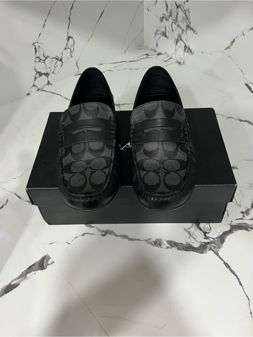 Coach Men's Black Signature Jacquard Loafers